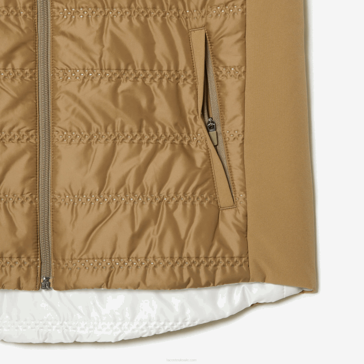 Lacoste SPORT Golf Reversible Vest 646T2429 Beige White ZIG Women