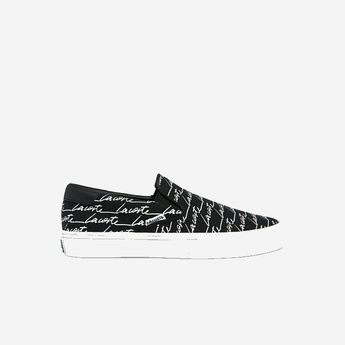Lacoste Jump Serve Canvas Print Slip on 646T2705 Black & Off White 454 Women