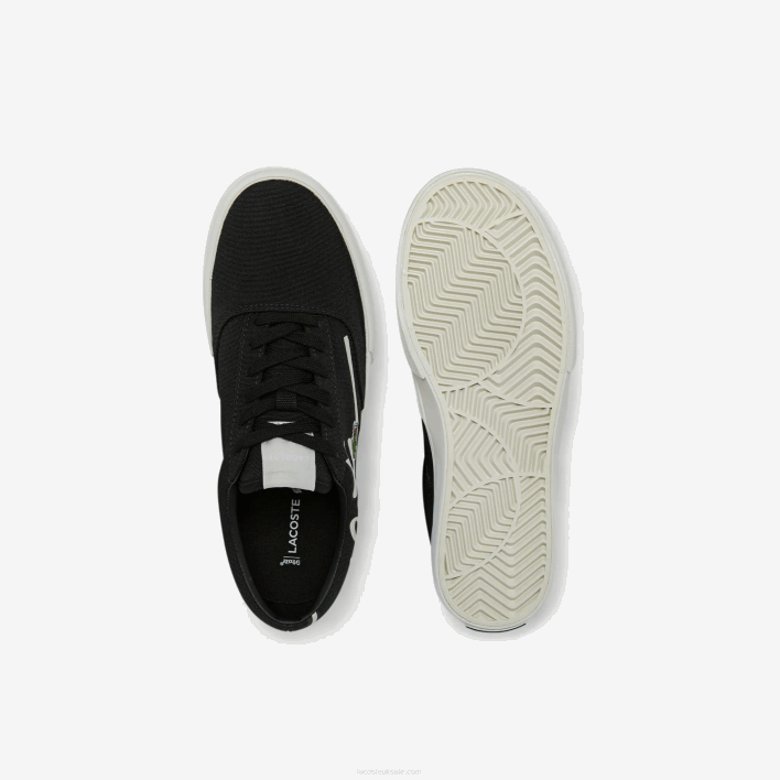 Lacoste Jump Serve Lace Canvas Sneakers 646T2716 Black & Off White 454 Women