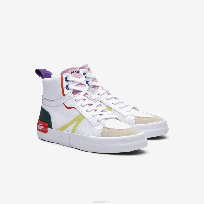 Lacoste L004 Mid Textile Sneakers 646T2715 Off White & Pink 06C Women