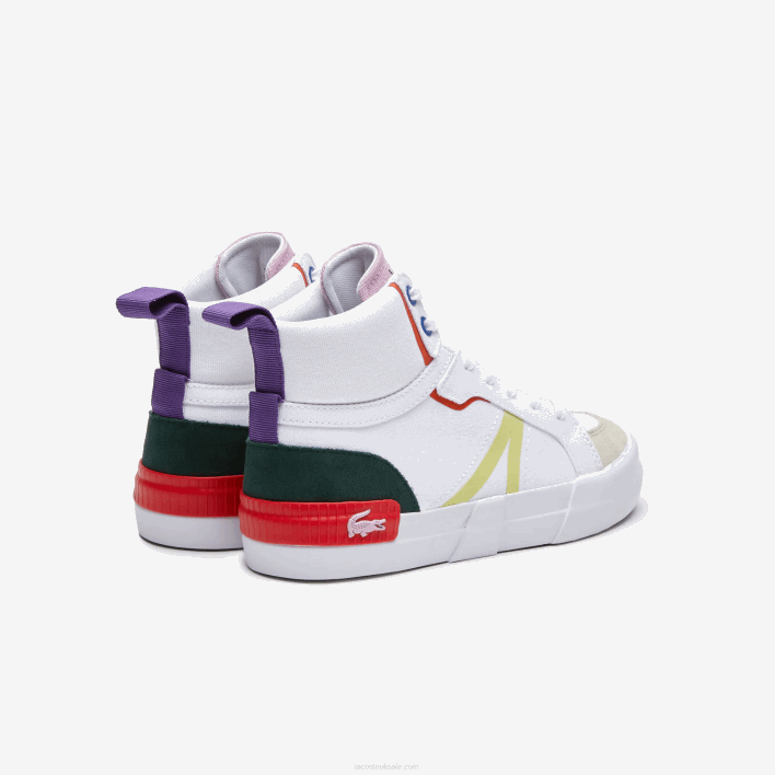Lacoste L004 Mid Textile Sneakers 646T2715 Off White & Pink 06C Women