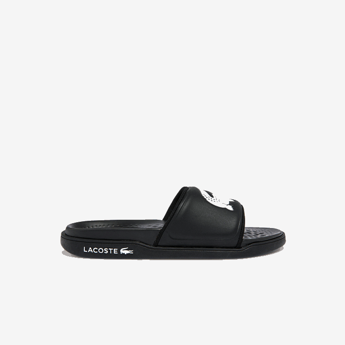 Lacoste Croco Dualiste Synthetic Logo Strap Slides 646T2699 Black & White 312 Women