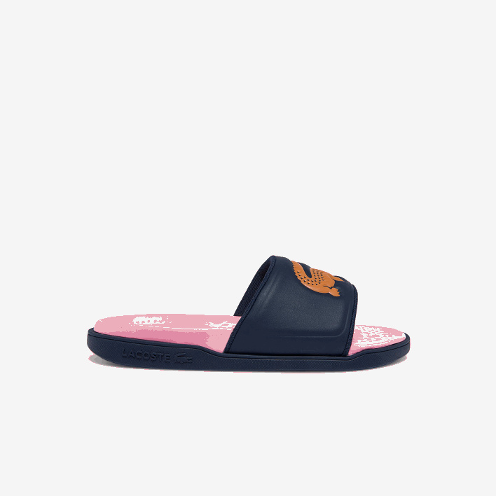 Lacoste Croco Dualiste Synthetic Slides 646T2736 Navy & Orange 325 Women