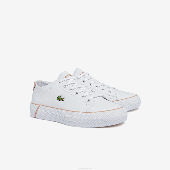 Lacoste Gripshot BL Leather and Synthetic Sneakers 646T2695 White & Light Pink 1Y9 Women