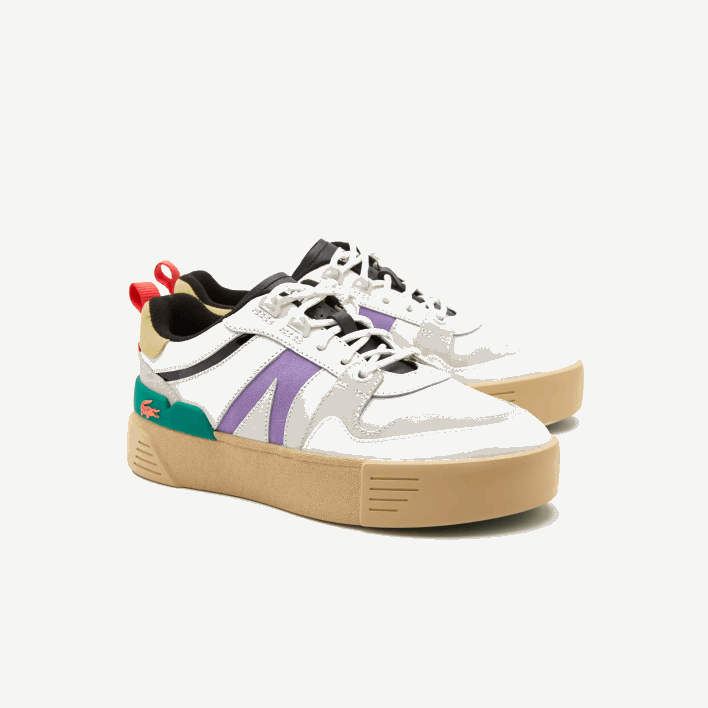 Lacoste L002 Leather and Suede Color-Pop Sneakers 646T2741 White/Green 082 Women