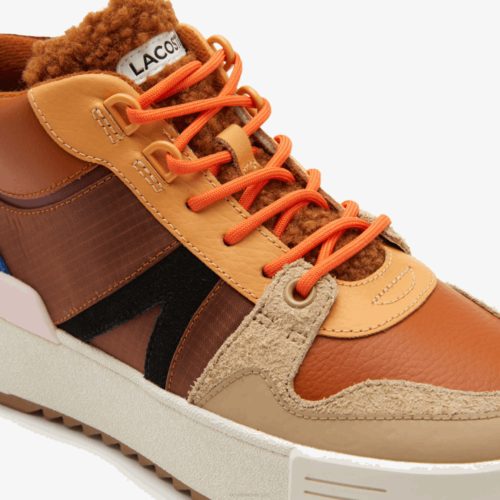 Lacoste L002 Winter Mid Leather Outdoor Shoes 646T2738 Brown Pink 7E1 Women