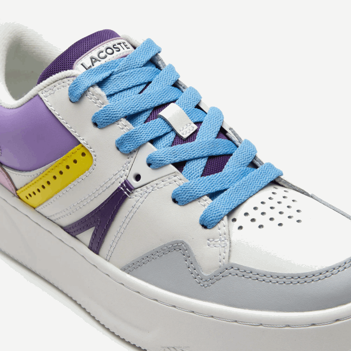 Lacoste L005 Leather Sneakers 646T2714 White Light Purple 1T6 Women