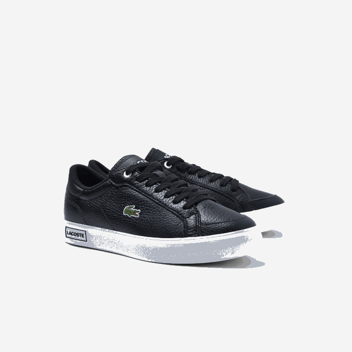 Lacoste Powercourt Leather Detailed Sneakers 646T2682 Black & White 312 Women