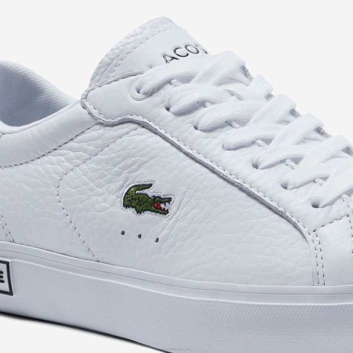Lacoste Powercourt Leather Detailed Sneakers 646T2683 White & Black 147 Women