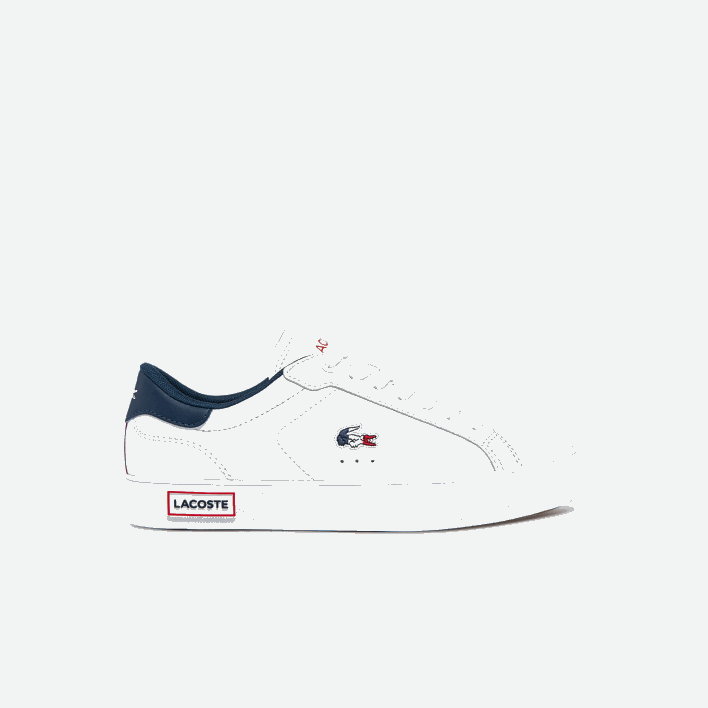 Lacoste Powercourt Leather Tricolor Sneakers 646T2704 White/Navy & Red 407 Women