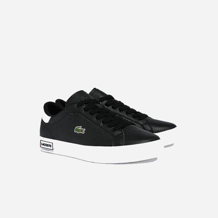 Lacoste Powercourt Leather and Synthetic Sneakers 646T2721 Black & White 312 Women