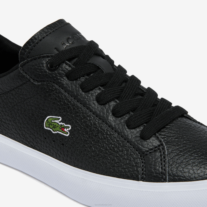 Lacoste Powercourt Leather and Synthetic Sneakers 646T2721 Black & White 312 Women